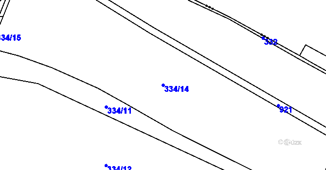Parcela st. 334/14 v KÚ Kokory, Katastrální mapa