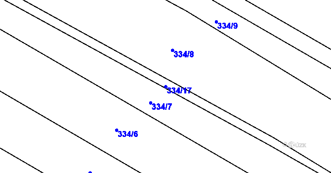 Parcela st. 334/17 v KÚ Kokory, Katastrální mapa