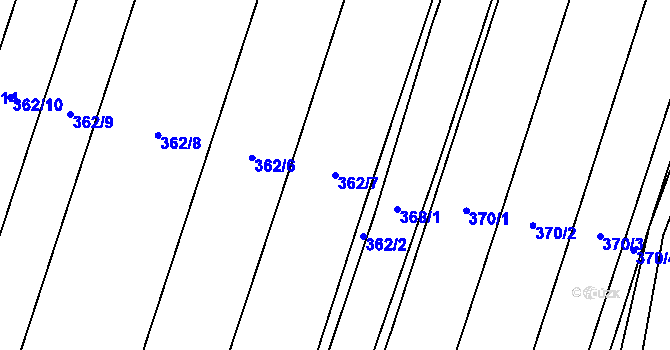 Parcela st. 362/7 v KÚ Kokory, Katastrální mapa