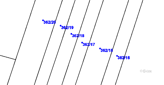 Parcela st. 362/17 v KÚ Kokory, Katastrální mapa