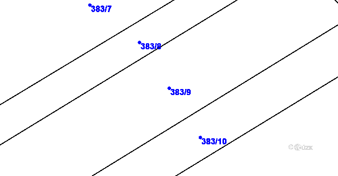 Parcela st. 383/9 v KÚ Kokory, Katastrální mapa