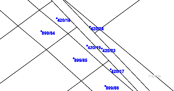 Parcela st. 420/19 v KÚ Kokory, Katastrální mapa