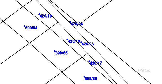 Parcela st. 420/23 v KÚ Kokory, Katastrální mapa