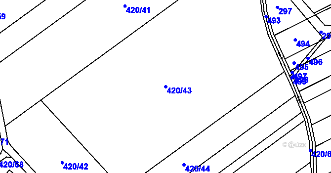 Parcela st. 420/43 v KÚ Kokory, Katastrální mapa