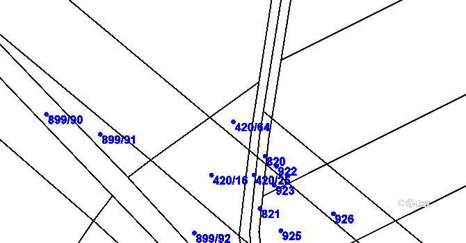 Parcela st. 420/64 v KÚ Kokory, Katastrální mapa