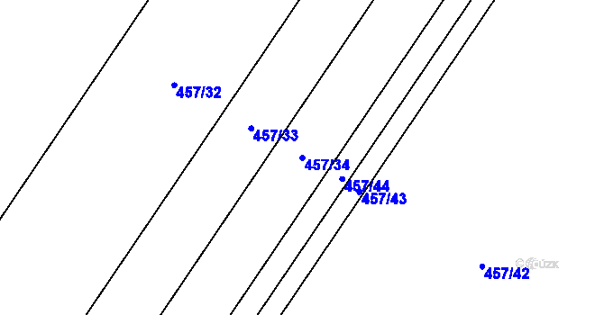 Parcela st. 457/34 v KÚ Kokory, Katastrální mapa