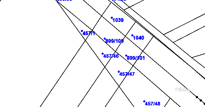 Parcela st. 457/46 v KÚ Kokory, Katastrální mapa