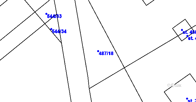 Parcela st. 487/18 v KÚ Kokory, Katastrální mapa
