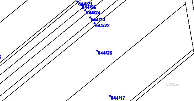 Parcela st. 544/20 v KÚ Kokory, Katastrální mapa