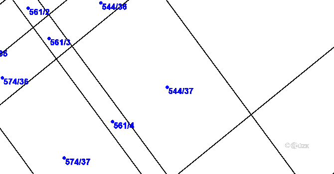 Parcela st. 544/37 v KÚ Kokory, Katastrální mapa