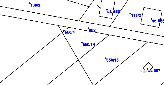 Parcela st. 550/14 v KÚ Kokory, Katastrální mapa