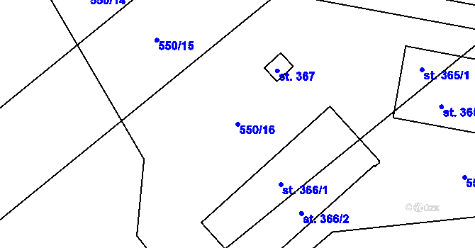 Parcela st. 550/16 v KÚ Kokory, Katastrální mapa