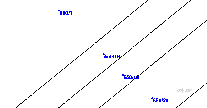 Parcela st. 550/19 v KÚ Kokory, Katastrální mapa