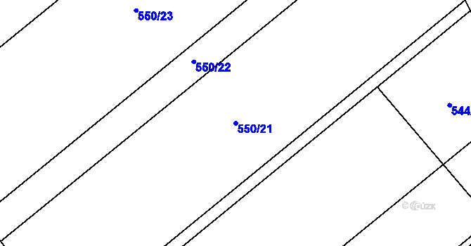 Parcela st. 550/21 v KÚ Kokory, Katastrální mapa