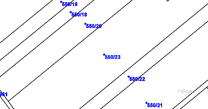 Parcela st. 550/23 v KÚ Kokory, Katastrální mapa