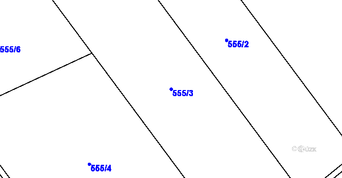 Parcela st. 555/3 v KÚ Kokory, Katastrální mapa