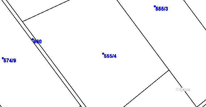 Parcela st. 555/4 v KÚ Kokory, Katastrální mapa