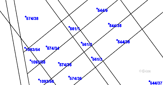Parcela st. 561/2 v KÚ Kokory, Katastrální mapa