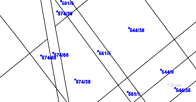 Parcela st. 561/5 v KÚ Kokory, Katastrální mapa