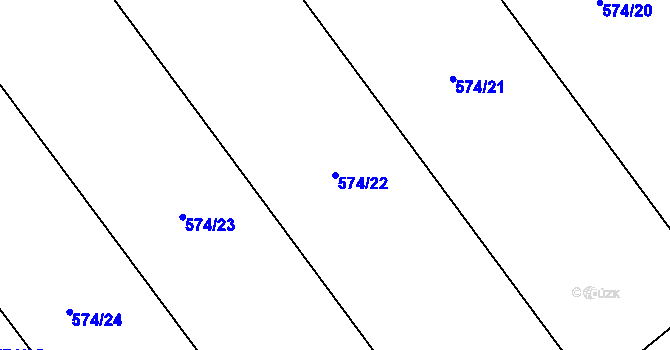 Parcela st. 574/22 v KÚ Kokory, Katastrální mapa