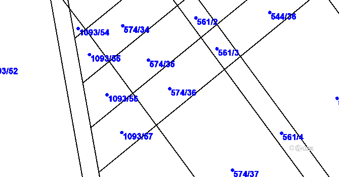 Parcela st. 574/36 v KÚ Kokory, Katastrální mapa