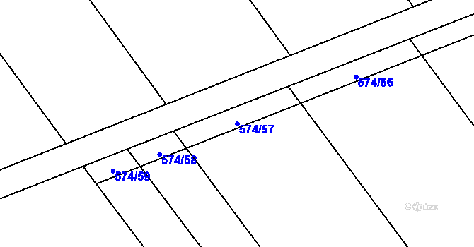 Parcela st. 574/57 v KÚ Kokory, Katastrální mapa