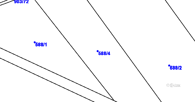 Parcela st. 588/4 v KÚ Kokory, Katastrální mapa