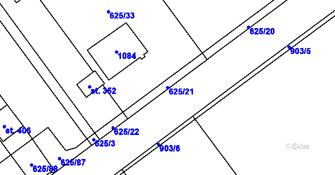 Parcela st. 625/21 v KÚ Kokory, Katastrální mapa
