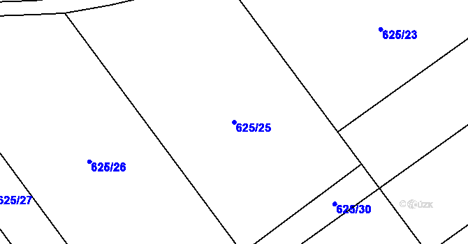 Parcela st. 625/25 v KÚ Kokory, Katastrální mapa