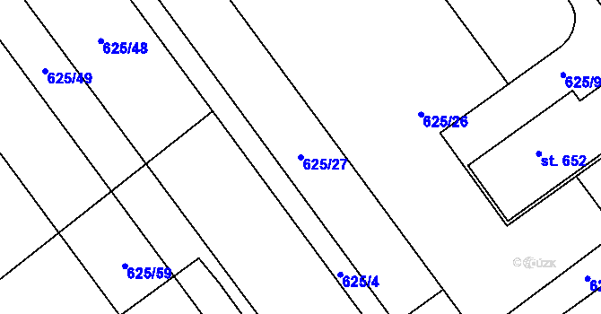 Parcela st. 625/27 v KÚ Kokory, Katastrální mapa