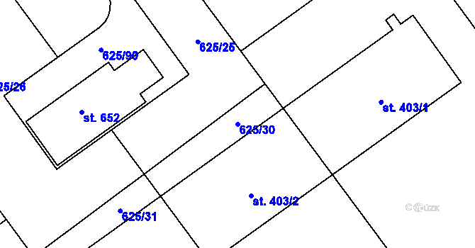Parcela st. 625/30 v KÚ Kokory, Katastrální mapa
