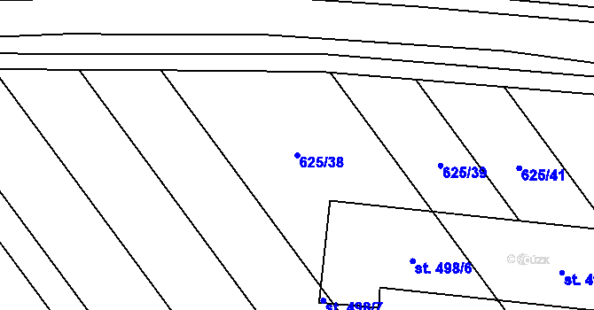 Parcela st. 625/38 v KÚ Kokory, Katastrální mapa