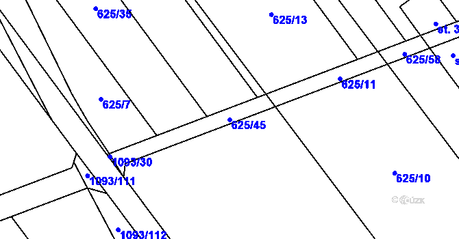 Parcela st. 625/45 v KÚ Kokory, Katastrální mapa