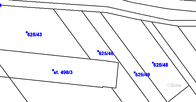 Parcela st. 625/46 v KÚ Kokory, Katastrální mapa