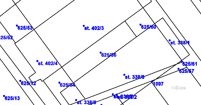 Parcela st. 625/56 v KÚ Kokory, Katastrální mapa