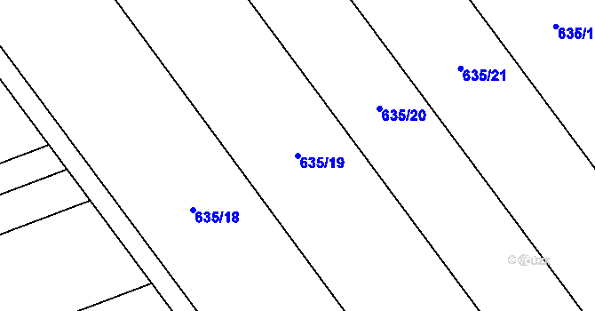 Parcela st. 635/19 v KÚ Kokory, Katastrální mapa