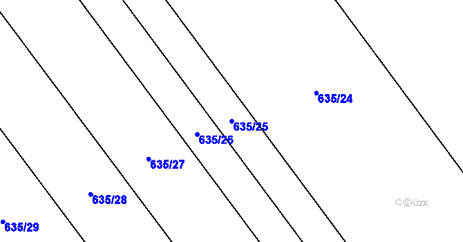 Parcela st. 635/25 v KÚ Kokory, Katastrální mapa