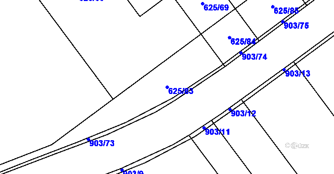 Parcela st. 625/83 v KÚ Kokory, Katastrální mapa
