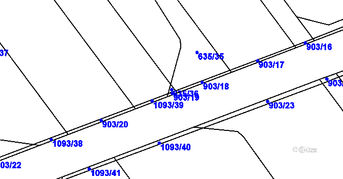 Parcela st. 635/36 v KÚ Kokory, Katastrální mapa