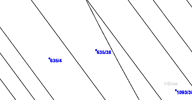Parcela st. 635/38 v KÚ Kokory, Katastrální mapa