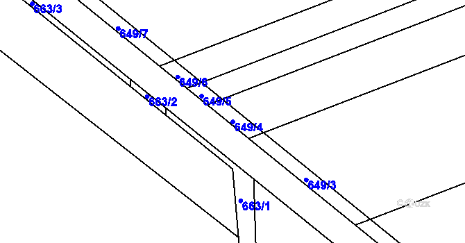 Parcela st. 649/4 v KÚ Kokory, Katastrální mapa