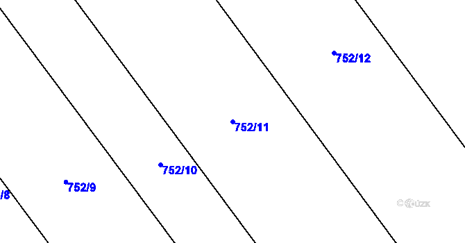 Parcela st. 752/11 v KÚ Kokory, Katastrální mapa