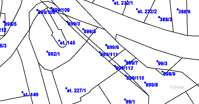 Parcela st. 899/111 v KÚ Kokory, Katastrální mapa