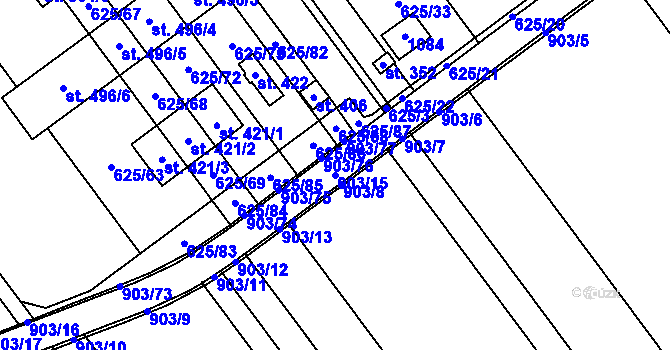 Parcela st. 903/15 v KÚ Kokory, Katastrální mapa