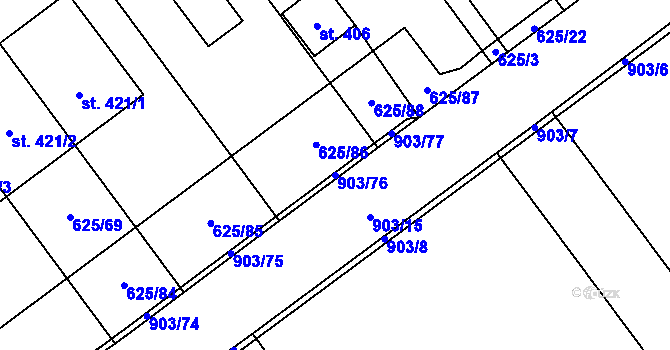 Parcela st. 903/76 v KÚ Kokory, Katastrální mapa