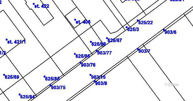 Parcela st. 903/77 v KÚ Kokory, Katastrální mapa