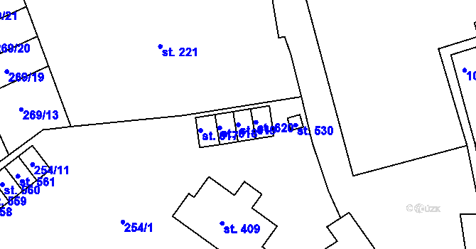 Parcela st. 619 v KÚ Kokory, Katastrální mapa