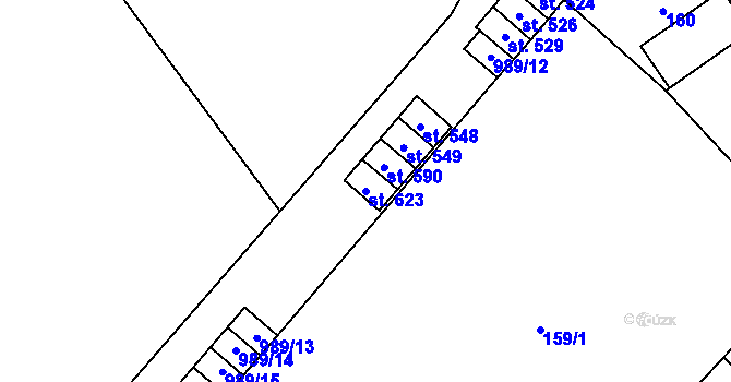 Parcela st. 623 v KÚ Kokory, Katastrální mapa
