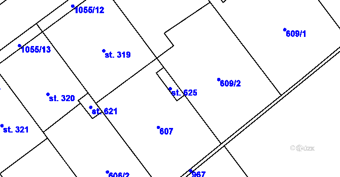 Parcela st. 625 v KÚ Kokory, Katastrální mapa