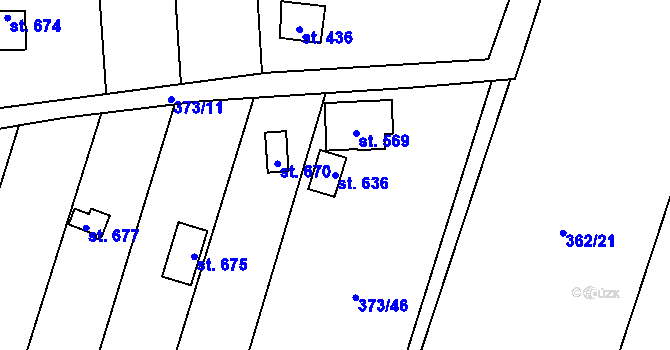 Parcela st. 636 v KÚ Kokory, Katastrální mapa
